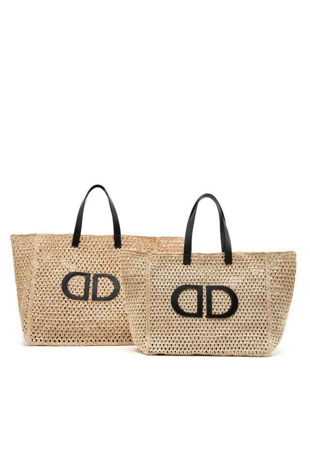 Aidan Cream Women's Leather Straw Shoulder Bag