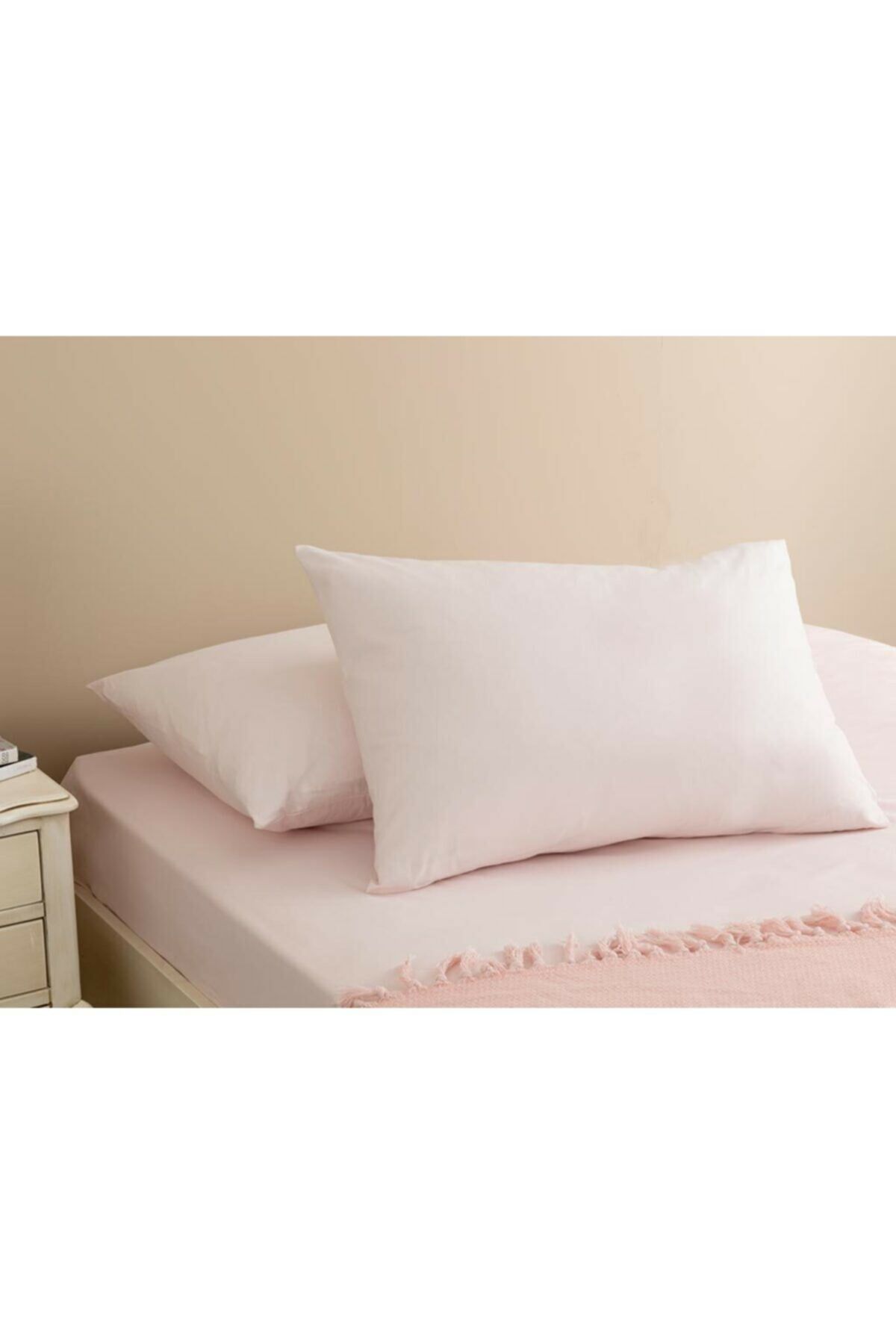 Düz Pamuklu 2'li Yastık Kılıfı 50x70 Cm Toz Pembe