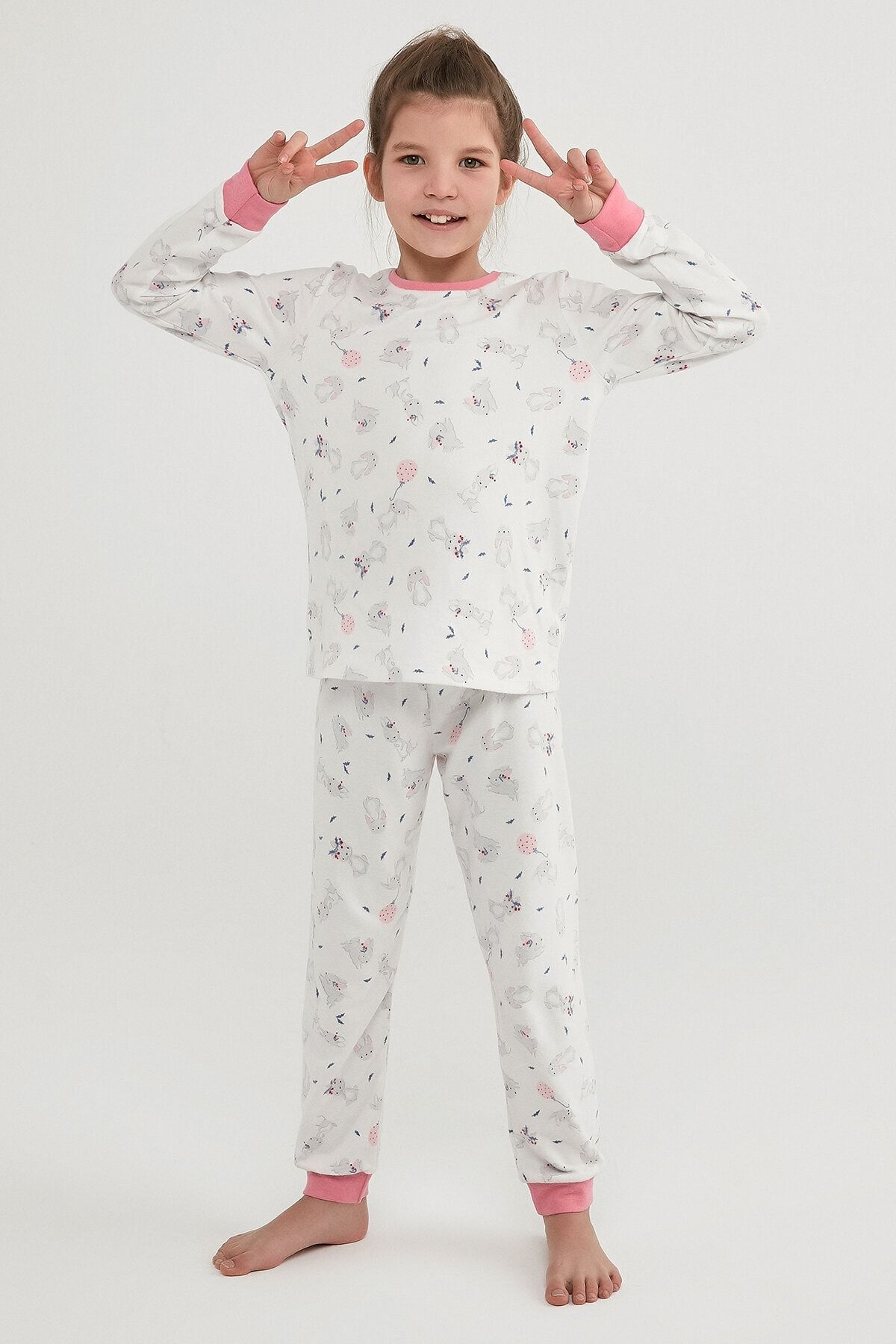 Girl's Bunny Thermal 2-Pajama Set