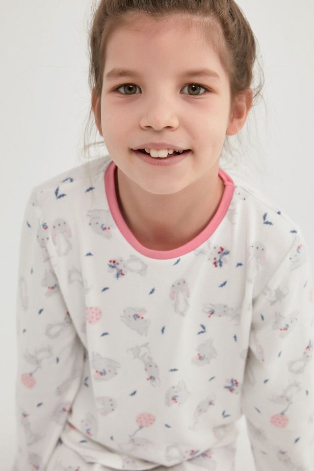 Girl's Bunny Thermal 2-Pajama Set