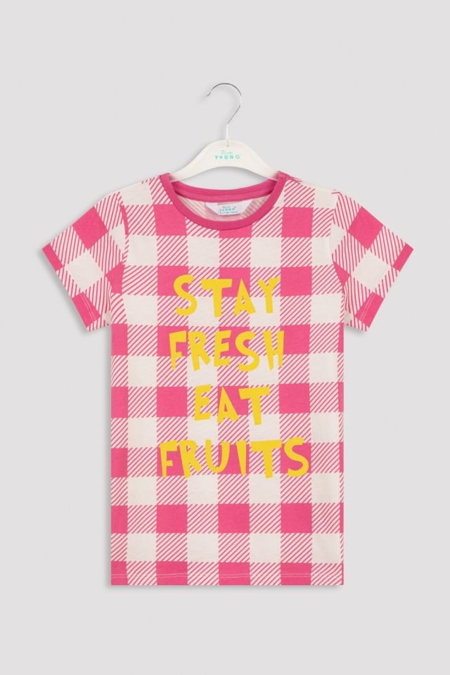 Çok Renkli Kız Çocuk Eat Fruits 4lü Pijama Takımı