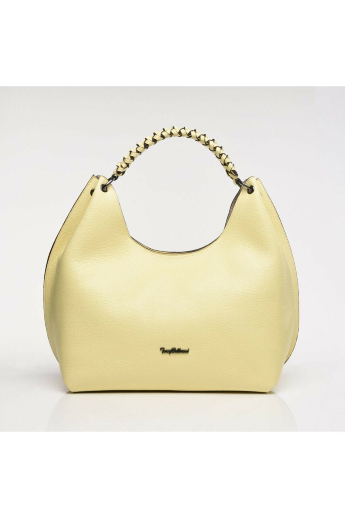 Genuine Leather Light Yellow Women's Bag