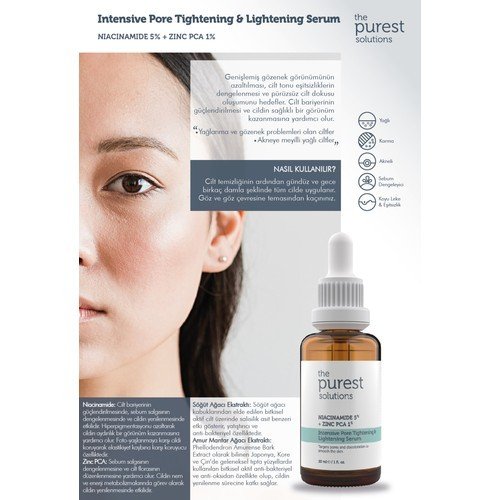 Gözenek Siyah Nokta ve Sivilce Oluşumunu Gidermeye Yardımcı Bakım Serumu Niacinamide 5% + Zınc Pca1%