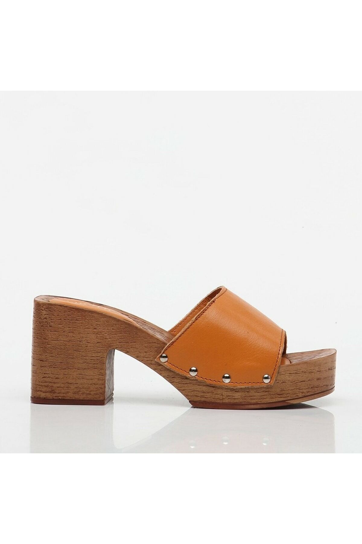 Genuine Leather Orange Women's Slippers