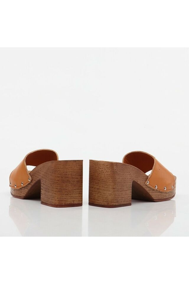 Genuine Leather Orange Women's Slippers