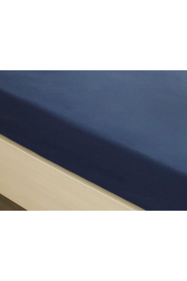 Plain Cotton Super King Elastic Bed Sheet 200x200 Cm Midnight Blue