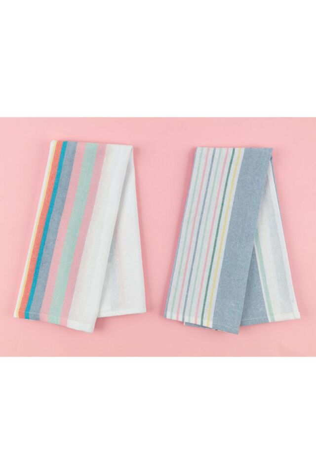 Jeanne 2 Pack Drying Towel - White/blue - 40x60 Cm