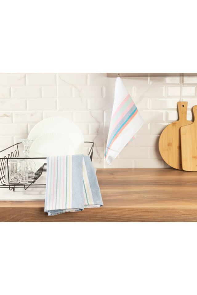 Jeanne 2 Pack Drying Towel - White/blue - 40x60 Cm