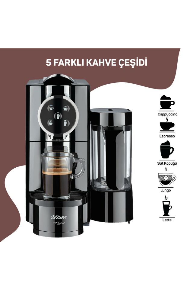 Arzum Impresso Kapsüllü Kahve Makinesi - Siyah