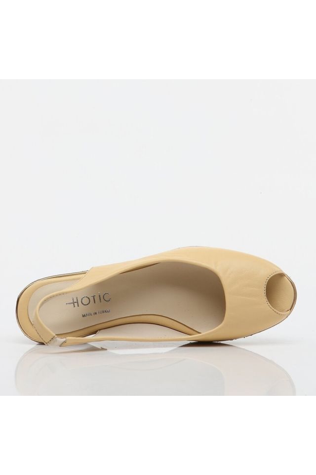 Genuine Leather Yellow Women's Heeled Sandals