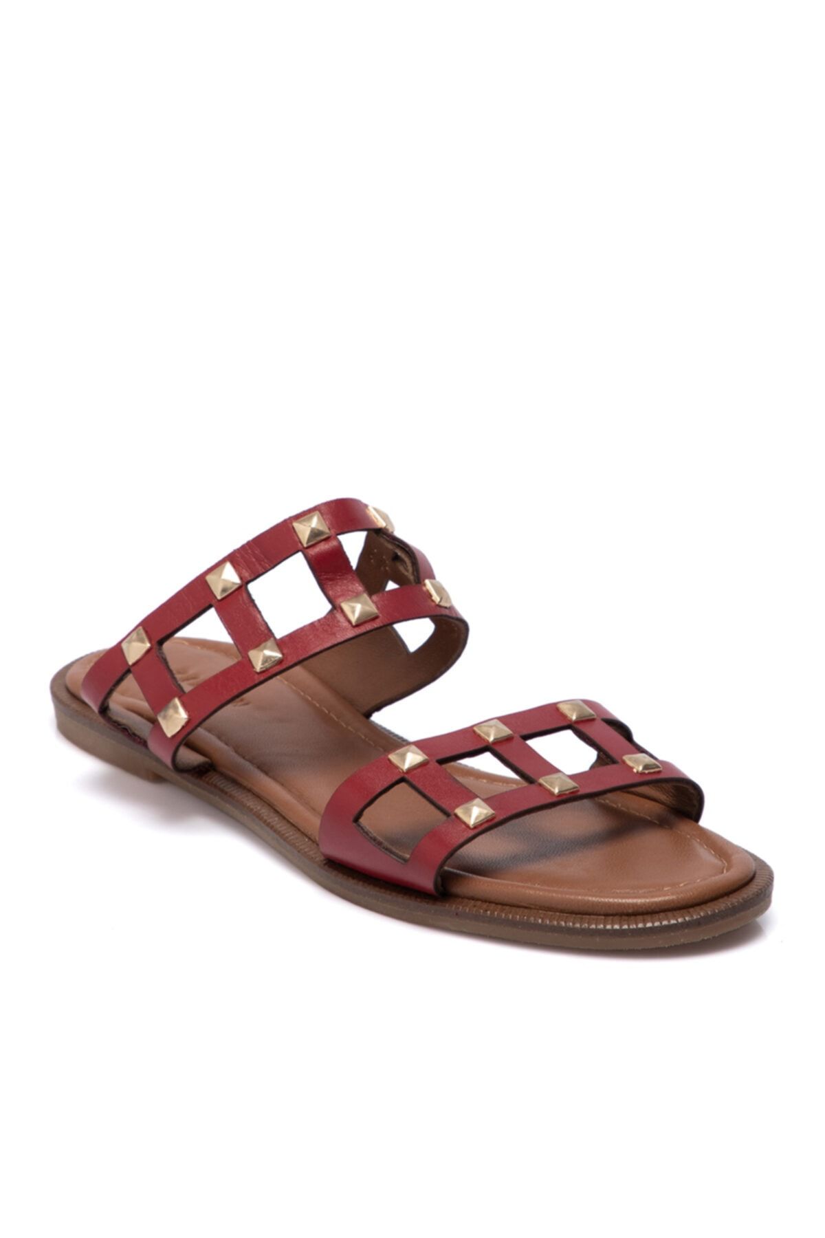 Red Leather Women's Slippers
