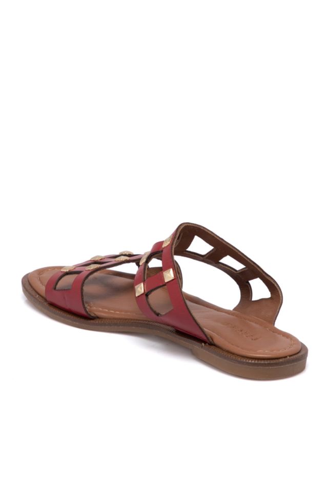 Red Leather Women's Slippers