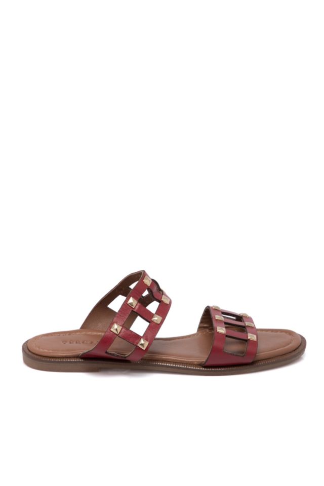 Red Leather Women's Slippers