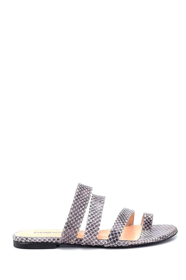 Women's Snake Printed Leather Slippers