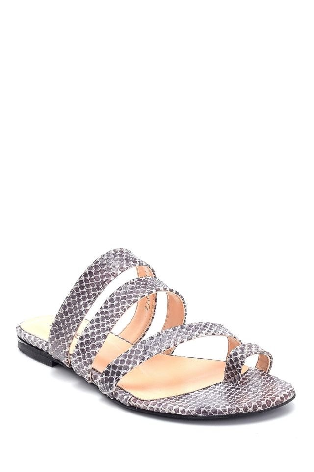 Women's Snake Printed Leather Slippers