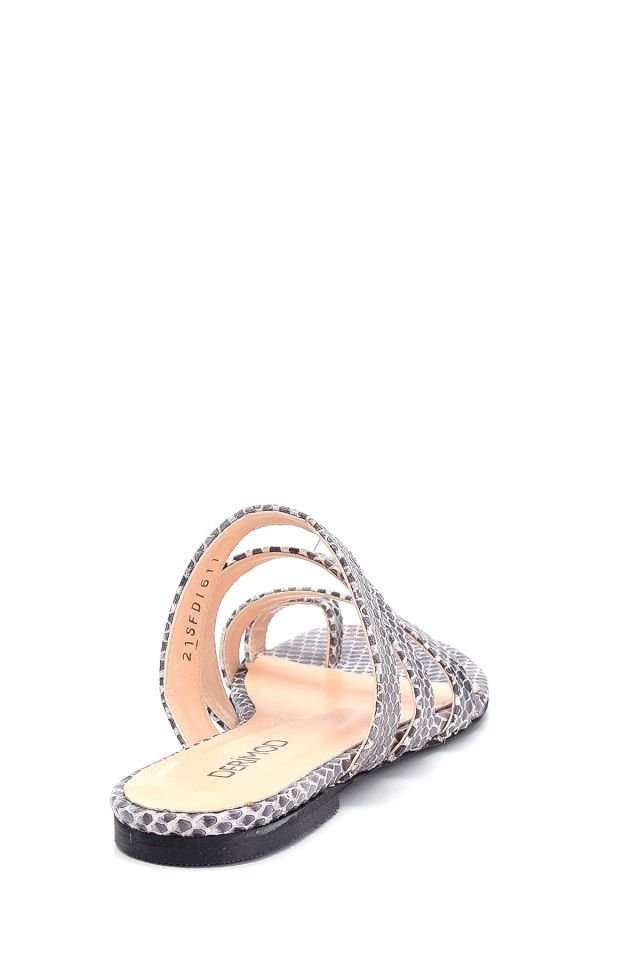 Women's Snake Printed Leather Slippers