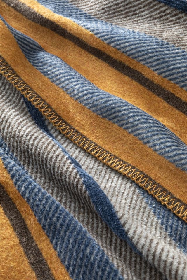 Bold Stripe Cotton Single Blanket 150x200 Cm Mustard - Blue