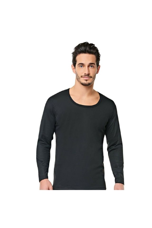Men's Black Thermal Bottom Top Suit
