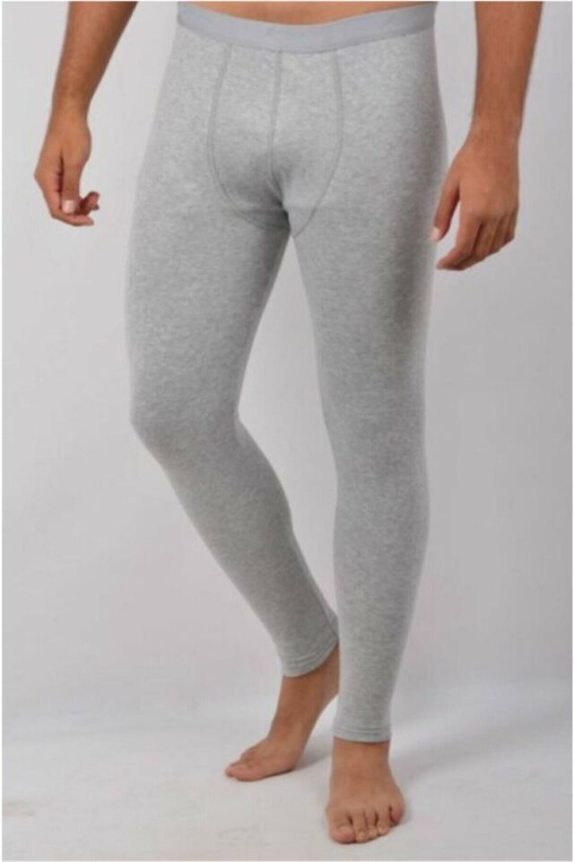 Men's Gray Raised Thermal Underwear Tights Bottom