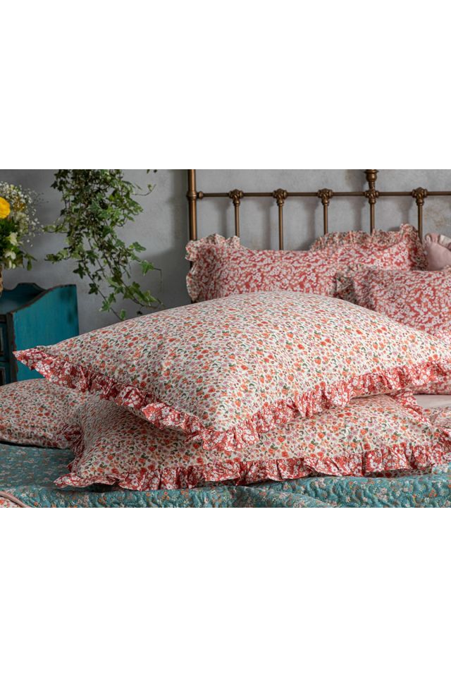 Floweret Pamuklu 2'li Yastık Kılıfı 50x70 Cm Amber Pembe