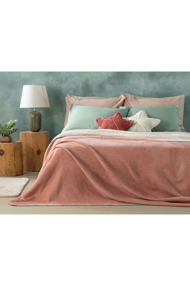 Plain Pamuklu Tek Kişilik Battaniye 150x200 Cm Pudra-gül Kurusu