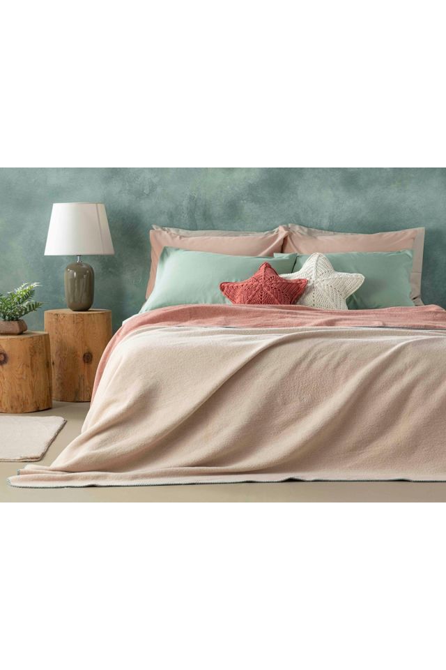 Plain Pamuklu Tek Kişilik Battaniye 150x200 Cm Pudra-gül Kurusu