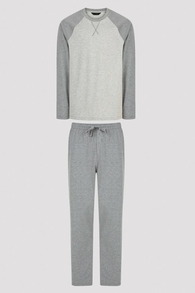 Gray-melange Straight Trousers Pajamas Set