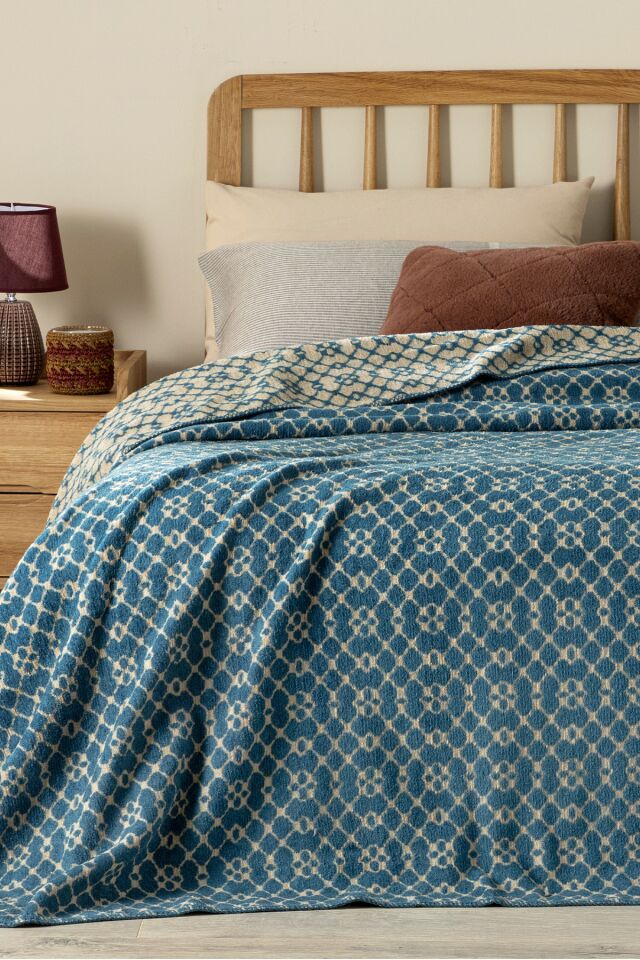 Diamond Vitrail Cotton Single Blanket 150x200 Cm Petrol Green