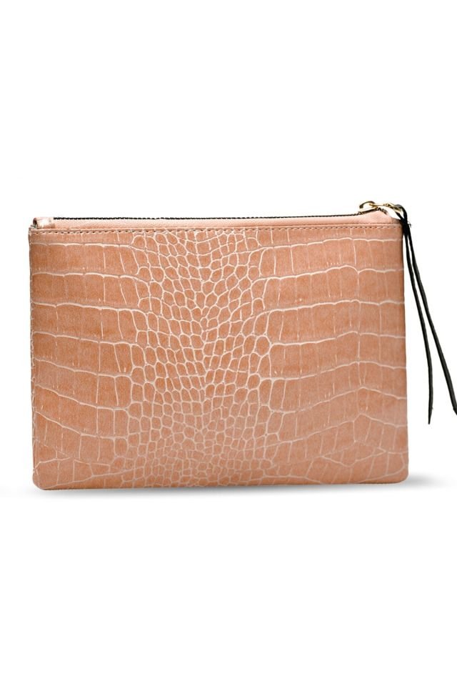 Soft Kroko Pembe Clutch El Çantası