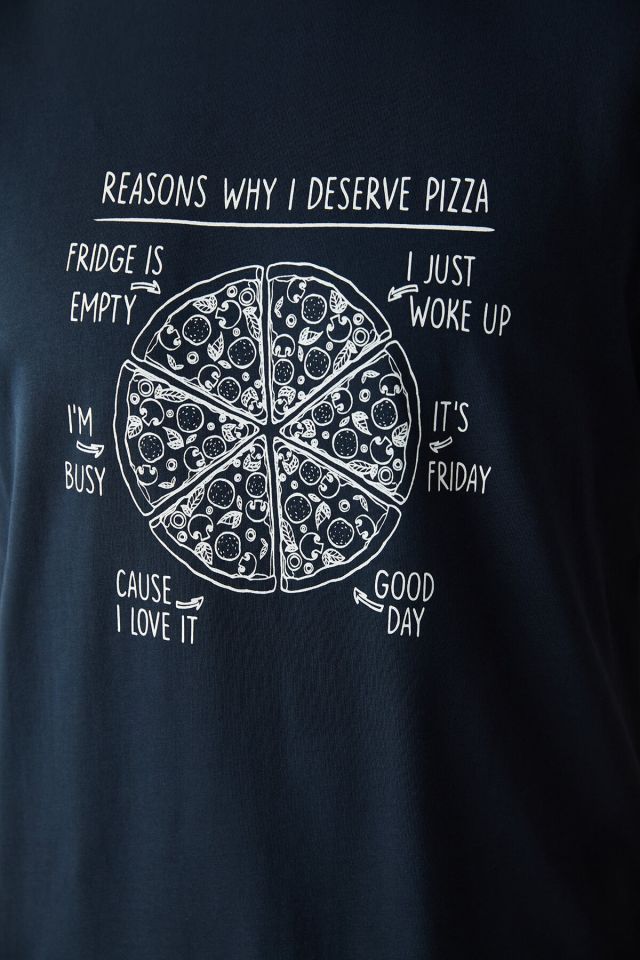Navy Blue Deserve Pizza Pants Pajama Set