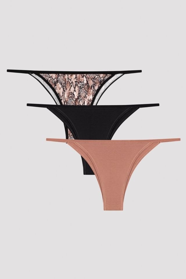 Multicolored Snake 3 Pack Brazilian Panties