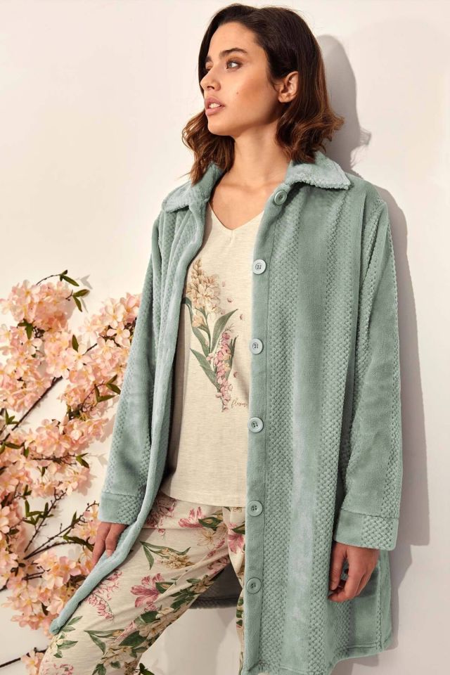 Women's Green Fleece Dressing Gown