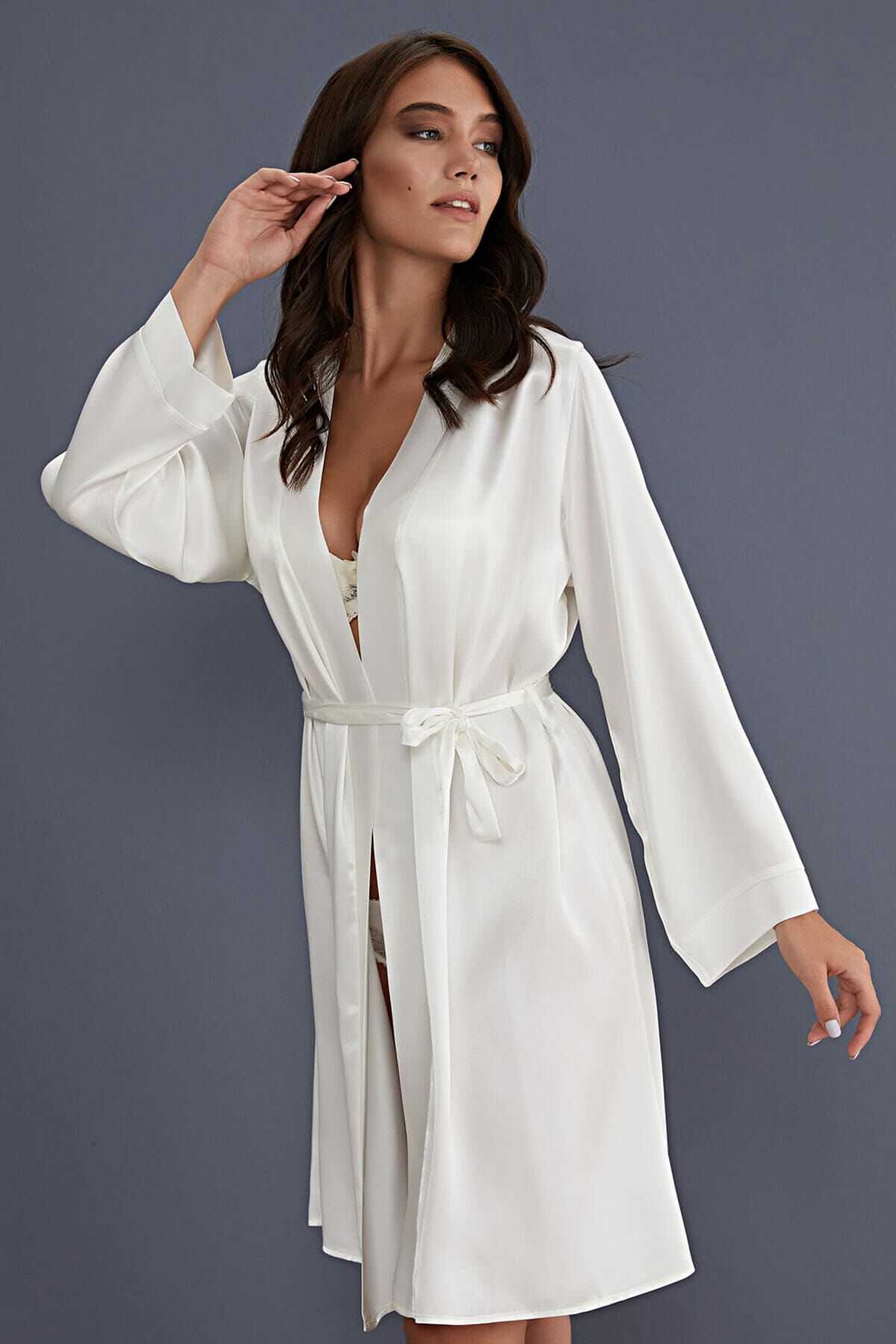 Belted Satin Dressing Gown
