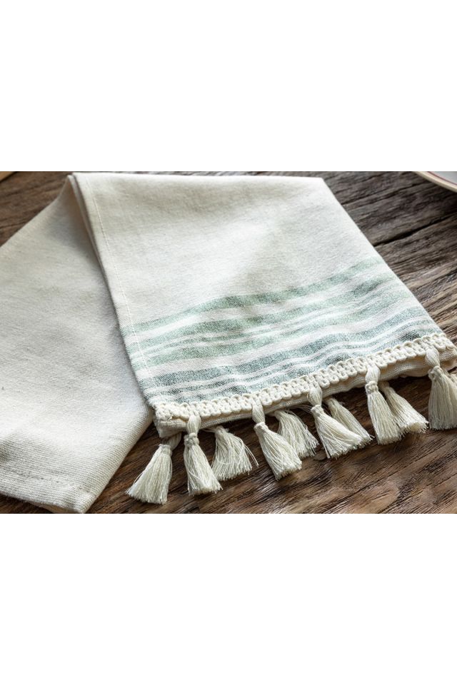 Gland Pamuk Püsküllü Kurulama Bezı 30x50 Cm Yeşil