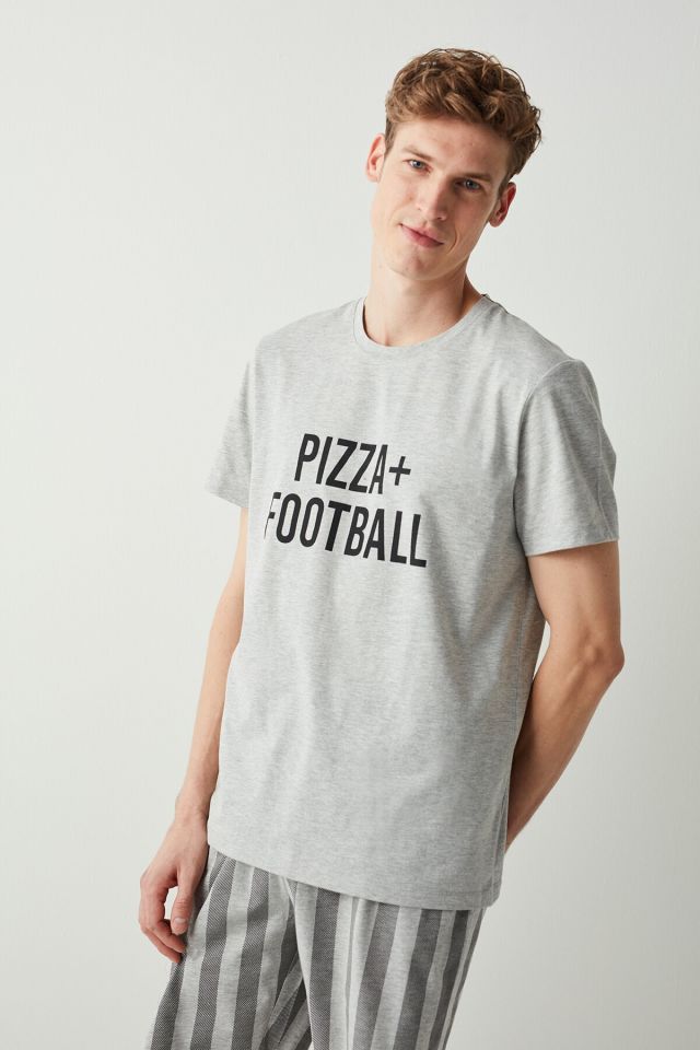 Gri Melanj Pizza After Football Şort Pijama Takımı