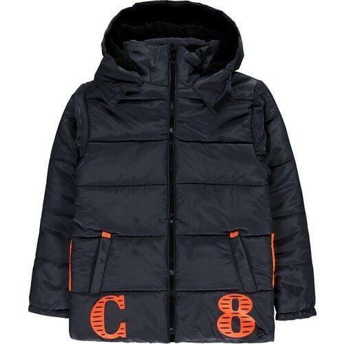 Erkek Çocuk Kapüşonlu Mont 10-13 Yaş Siyah