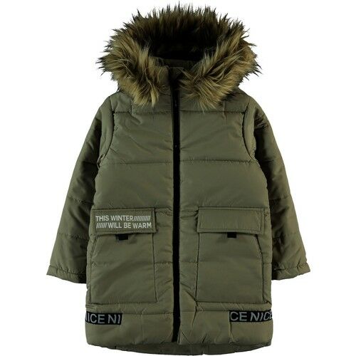 Boys Hooded Coat 10-13 Age Stone Color