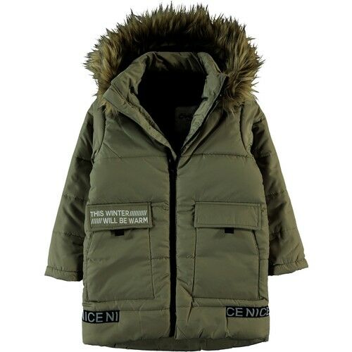 Boys Hooded Coat 10-13 Age Stone Color