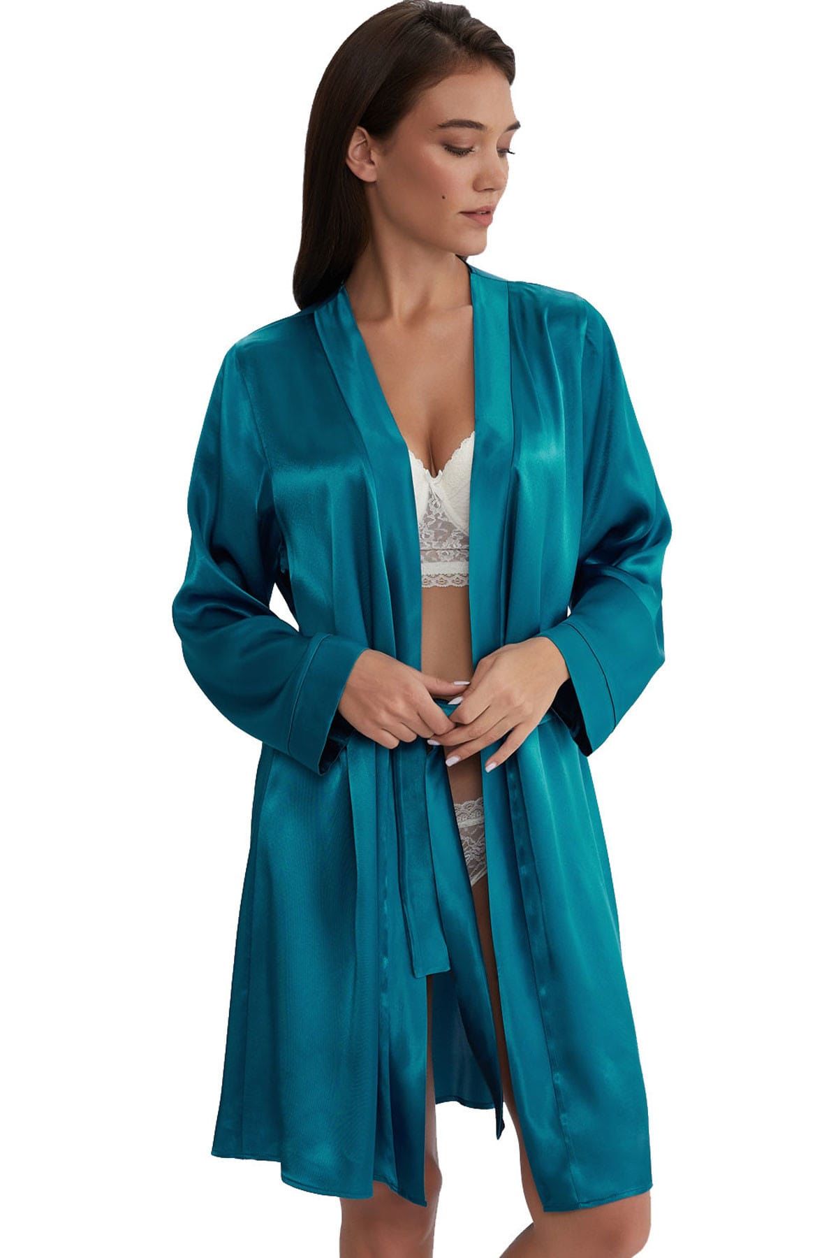 Belted Satin Dressing Gown