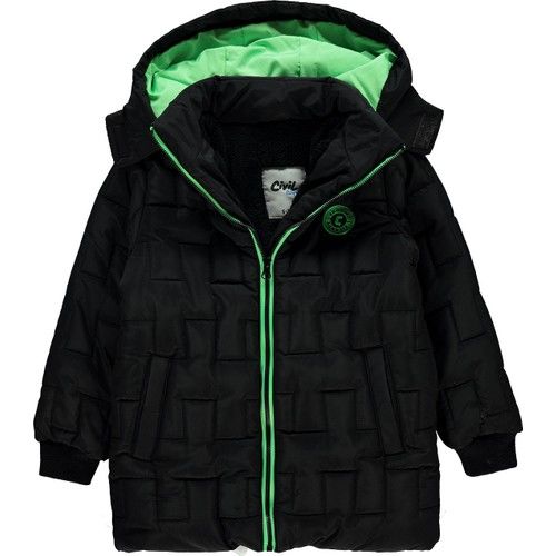 Erkek Çocuk Kapüşonlu Mont 6-9 Yaş Siyah