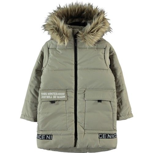 Erkek Çocuk Kapüşonlu Mont 6-9 Yaş Taş Rengi
