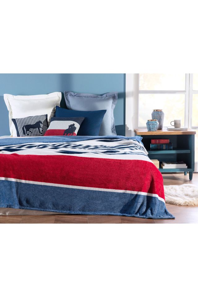 Elvis Welsoft Printed Single Blanket - Indigo/red