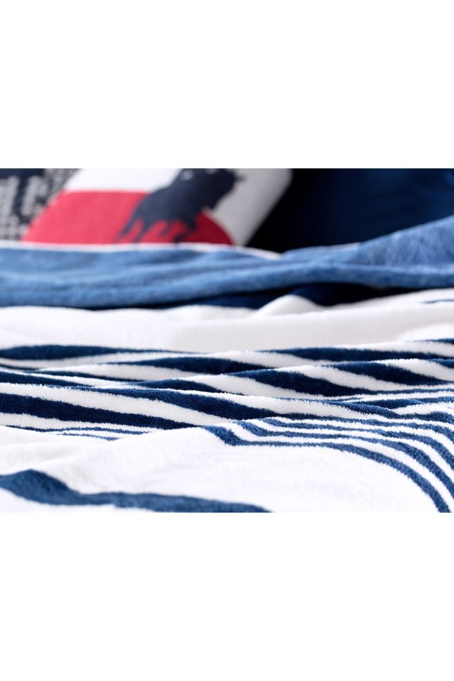 Elvis Welsoft Printed Single Blanket - Indigo/red