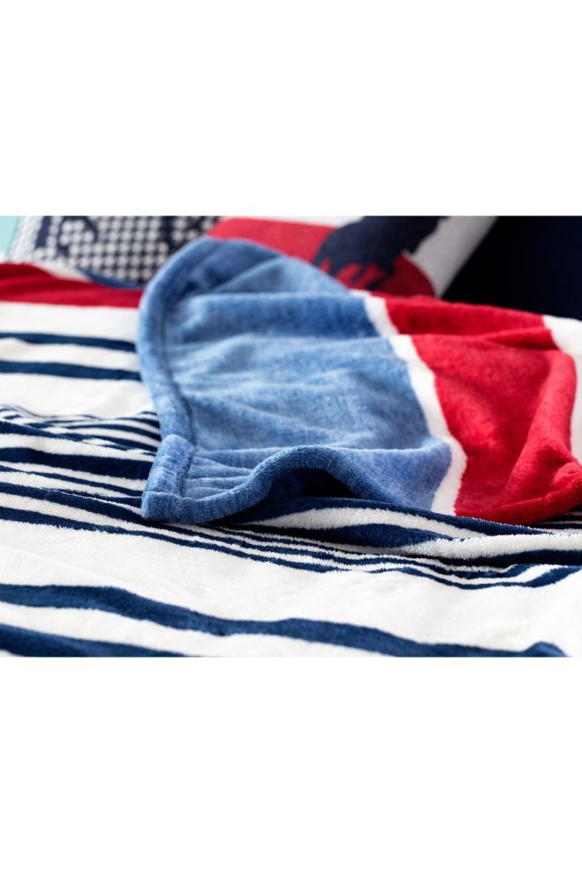 Elvis Welsoft Printed Single Blanket - Indigo/red