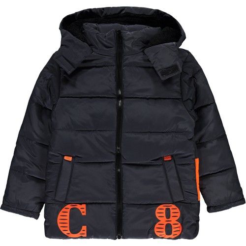 Erkek Çocuk Kapüşonlu Mont 6-9 Yaş Füme