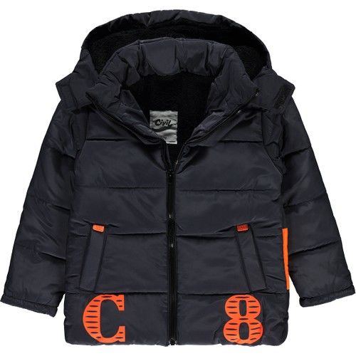 Erkek Çocuk Kapüşonlu Mont 6-9 Yaş Füme