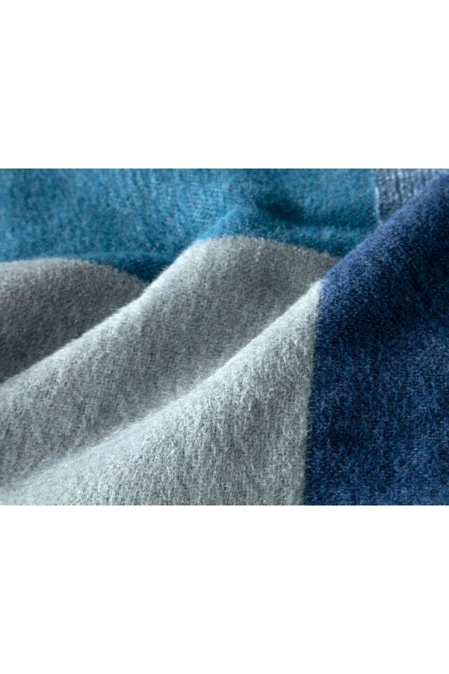 Block Cotton Double Blanket 200x220 Cm Navy Blue-Blue