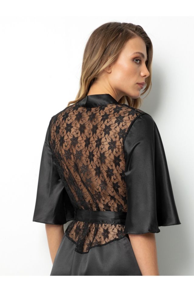 Ruched Back Satin Dressing Gown