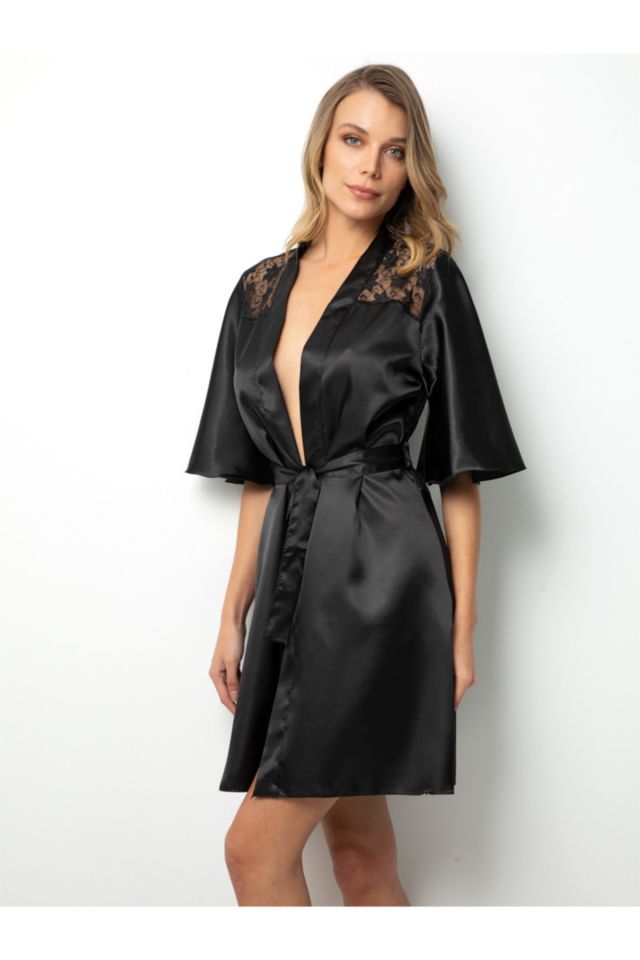 Ruched Back Satin Dressing Gown