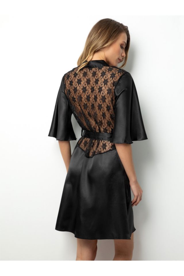 Ruched Back Satin Dressing Gown